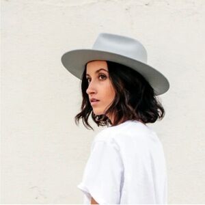 Yellow 108 Dylan Fedora Gray Wool Wide Brim Hat Size Medium